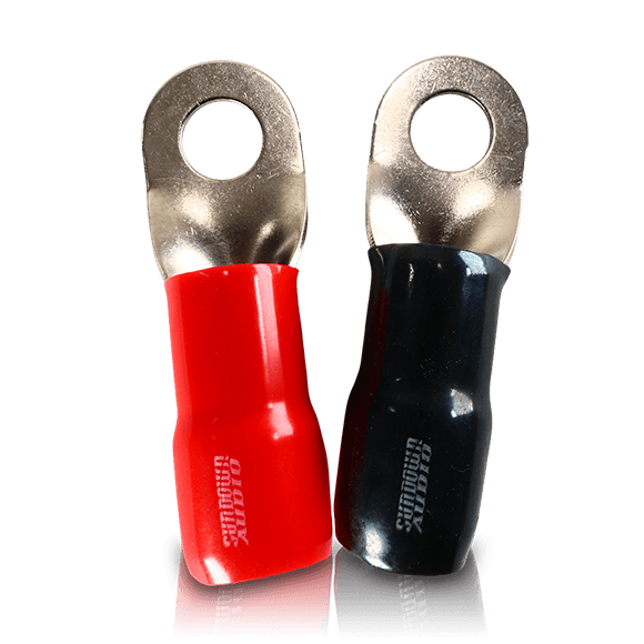 Sundown Audio 1/0, 4, & 8 AWG Ring Terminals - 8 AWG-Black (20 Pack)