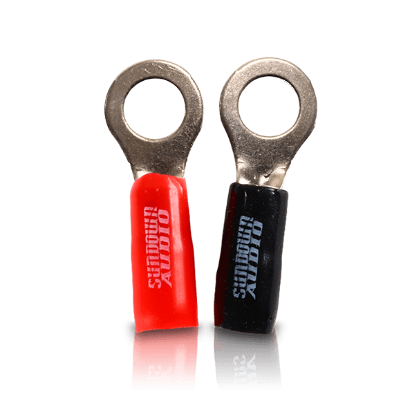 Sundown Audio 1/0, 4, & 8 AWG Ring Terminals - 4 AWG-Black (20 Pack)