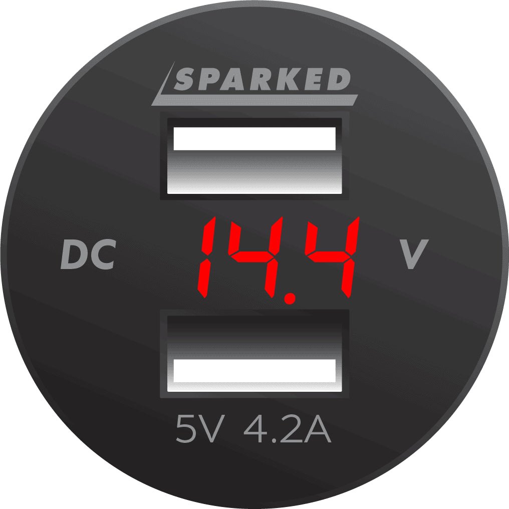 Voltmeter USB Charger Dual Ports for Auto or Marine - Red