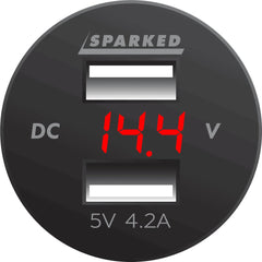 Voltmeter USB Charger Dual Ports for Auto or Marine - Red