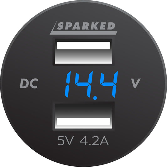 Voltmeter USB Charger Dual Ports for Auto or Marine - Blue